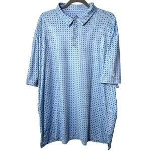 Burlebo Mens Performance Polo Texas Light Blue 2XL UPF 50 Moisture Wick Lonestar
